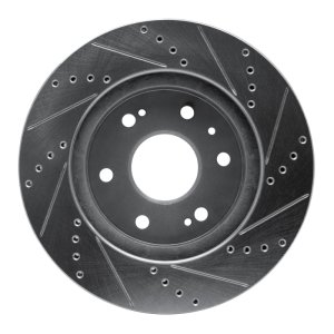 Chevrolet Tahoe Brake Rotor (1) - Front Left - R1 Concepts - Drilled & Slotted - Silver - `09-`20